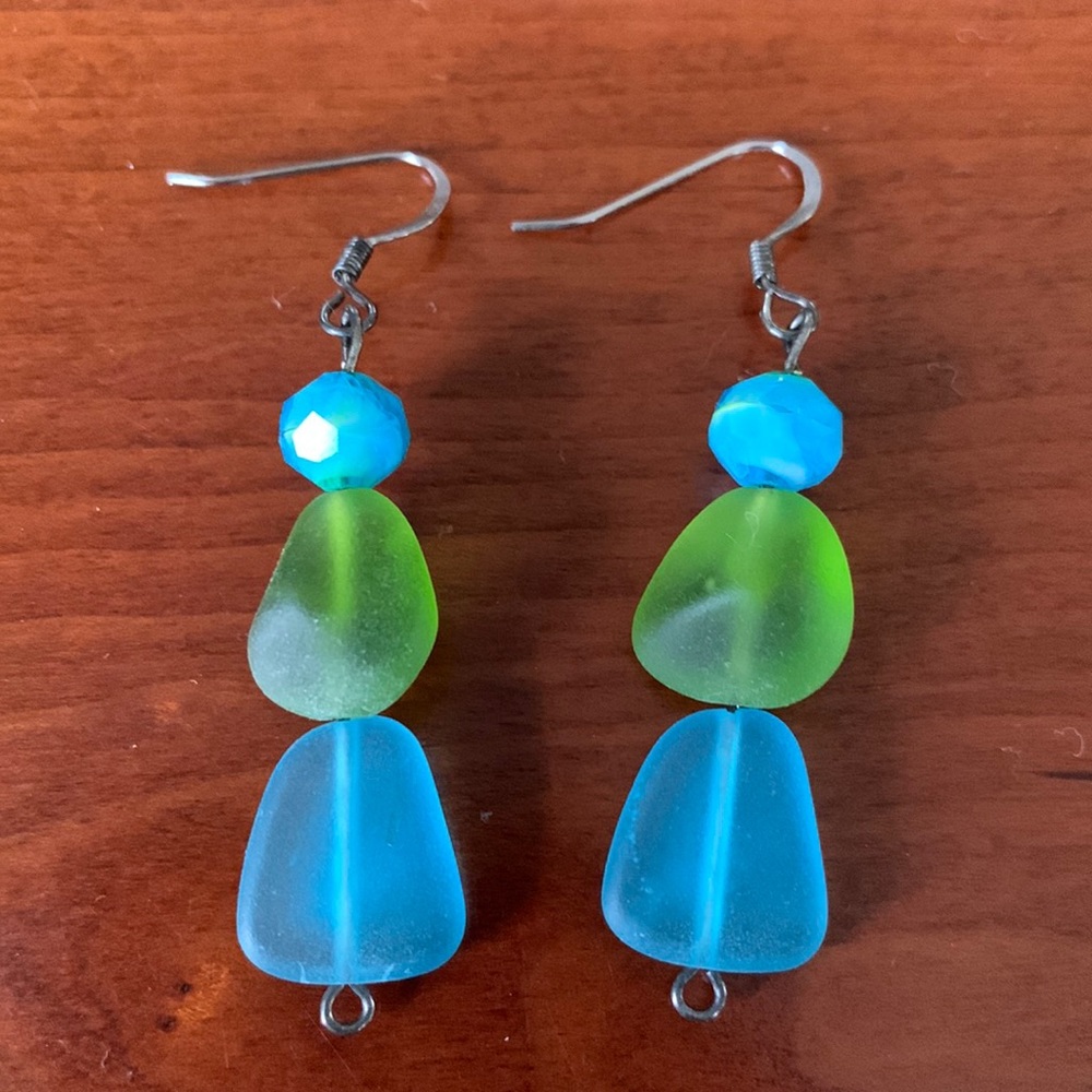 Beautiful Handcrafted Sea Glass Drop Earrings